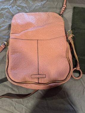 Vince Camuto Pink Pebbled Leather Crossbody Bag with Gold Hardware